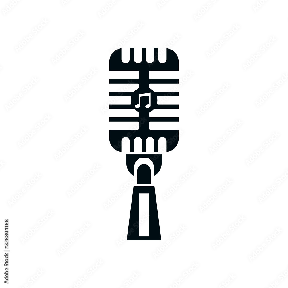 music microphone silhouette style icon vector design
