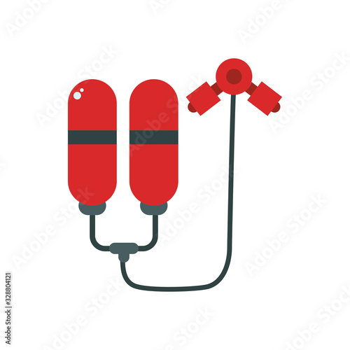 firefighter mask with oxygen tanks flat style icon vector design