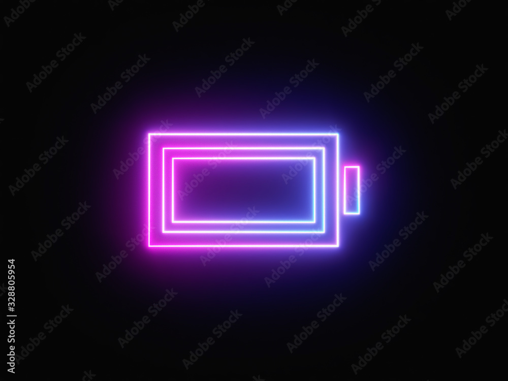 Blue and purple neon light icon isolated in black background. Vibrant colors, laser show. 3d rendering - illustration. Blue and purple neon light icon isolated in black background. Vibrant colors, laser show. 3d rendering - illustration.