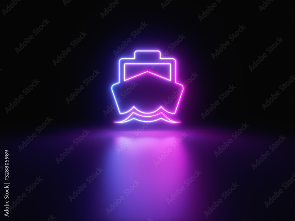 Blue and purple neon light icon isolated in black background. Vibrant colors, laser show. 3d rendering - illustration. Blue and purple neon light icon isolated in black background. Vibrant colors, laser show. 3d rendering - illustration.