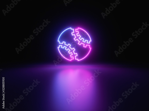 Blue and purple neon light icon isolated in black background. Vibrant colors, laser show. 3d rendering - illustration.