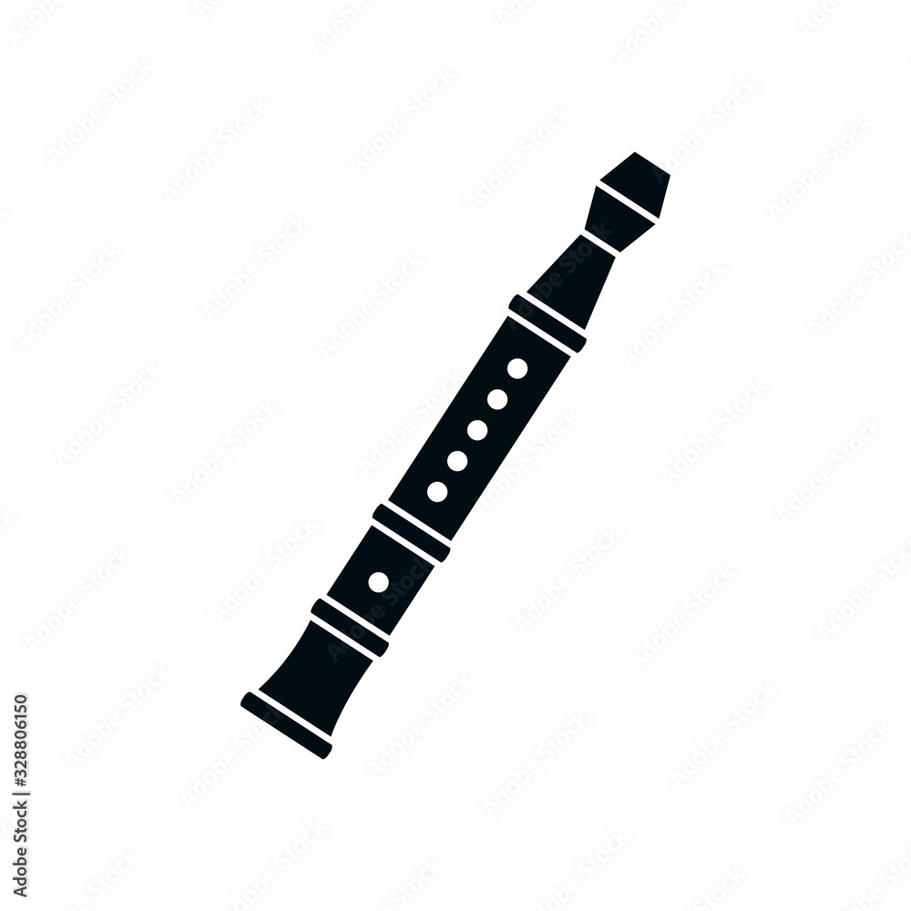 flute instrument silhouette style icon vector design