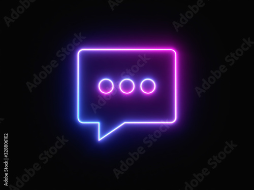 Blue and purple neon light icon isolated in black background. Vibrant colors, laser show. 3d rendering - illustration.