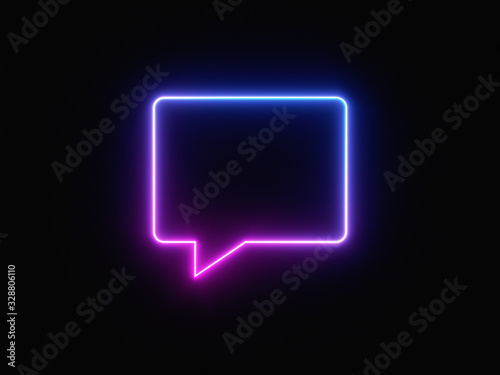 Blue and purple neon light icon isolated in black background. Vibrant colors, laser show. 3d rendering - illustration.
