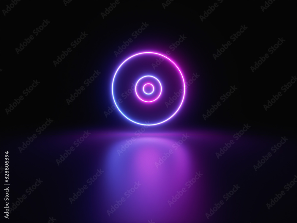 Blue and purple neon light icon isolated in black background. Vibrant colors, laser show. 3d rendering - illustration. Blue and purple neon light icon isolated in black background. Vibrant colors, laser show. 3d rendering - illustration.