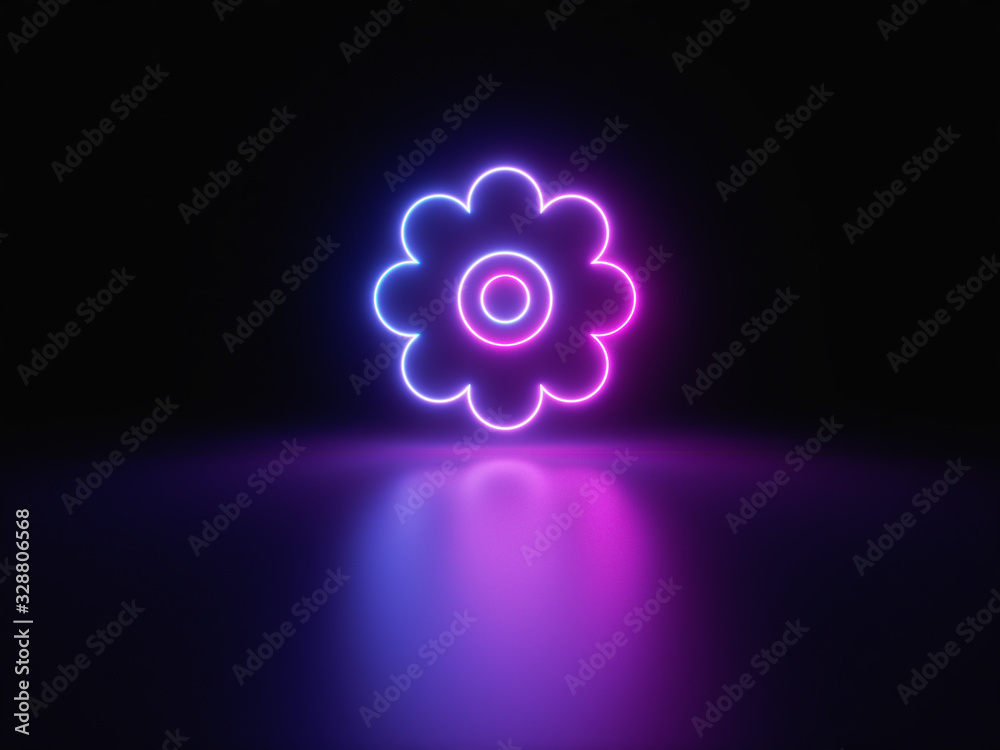 Blue and purple neon light icon isolated in black background. Vibrant colors, laser show. 3d rendering - illustration. Blue and purple neon light icon isolated in black background. Vibrant colors, laser show. 3d rendering - illustration.