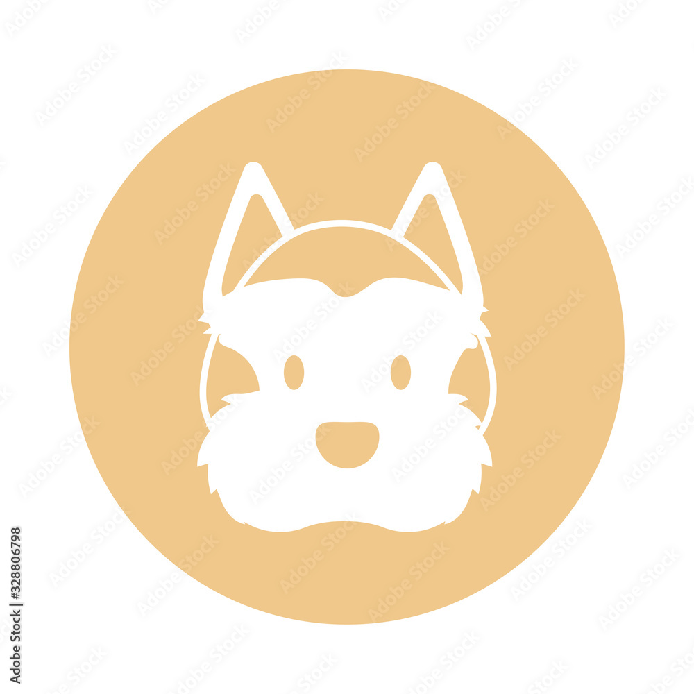 head of cute dog, block and flat style icon head of cute dog, block and flat style icon