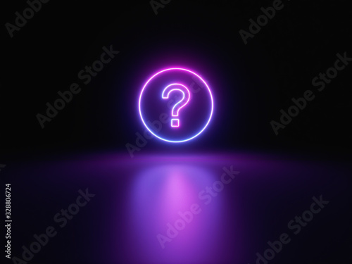 Blue and purple neon light icon isolated in black background. Vibrant colors, laser show. 3d rendering - illustration.