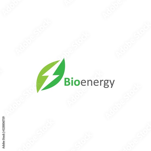 bio energy logo with electric symbol and leaf