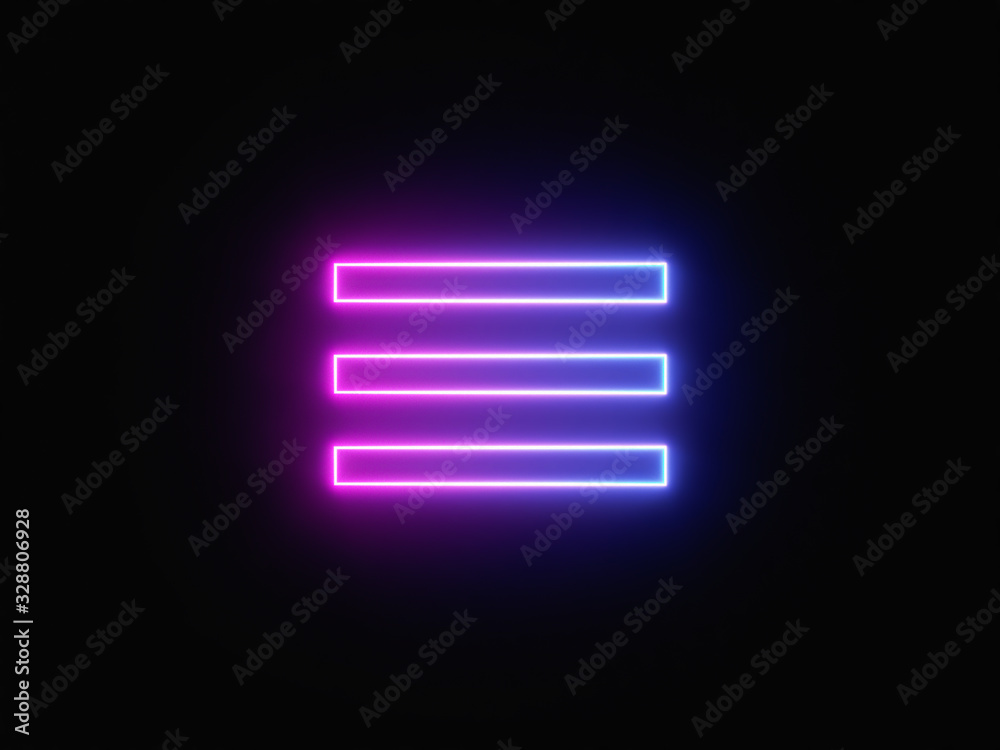 Blue and purple neon light icon isolated in black background. Vibrant colors, laser show. 3d rendering - illustration. Blue and purple neon light icon isolated in black background. Vibrant colors, laser show. 3d rendering - illustration.