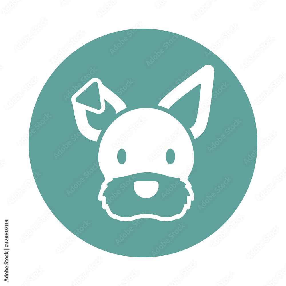 head of cute dog, block and flat style icon