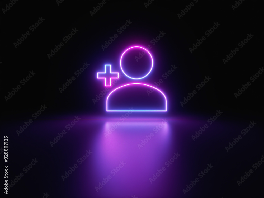 Blue and purple neon light icon isolated in black background. Vibrant colors, laser show. 3d rendering - illustration. Blue and purple neon light icon isolated in black background. Vibrant colors, laser show. 3d rendering - illustration.
