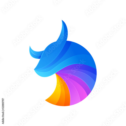 Bull Modern Logo Illustration Vector Template