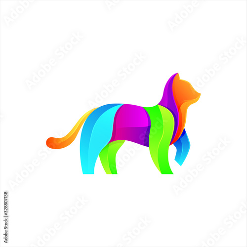 Cat Modern Logo Illustration Vector Template