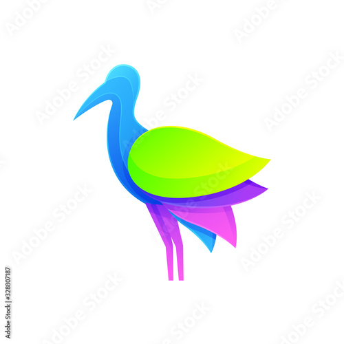 Heron Bird Modern Logo Illustration Vector Template