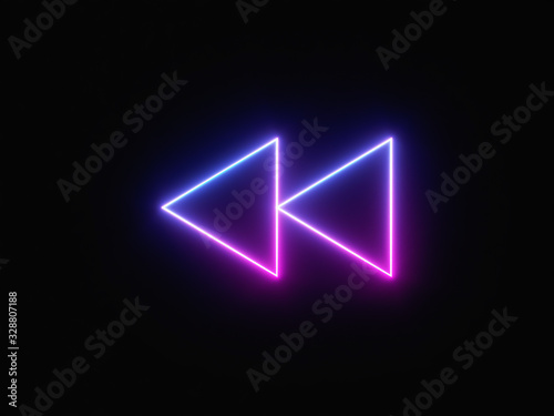 Blue and purple neon light icon isolated in black background. Vibrant colors, laser show. 3d rendering - illustration.