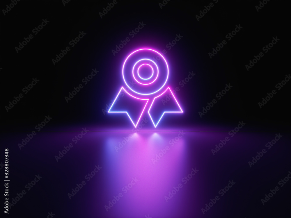 Blue and purple neon light icon isolated in black background. Vibrant colors, laser show. 3d rendering - illustration. Blue and purple neon light icon isolated in black background. Vibrant colors, laser show. 3d rendering - illustration.
