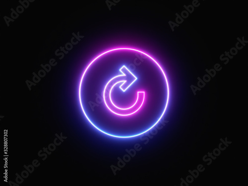 Blue and purple neon light icon isolated in black background. Vibrant colors, laser show. 3d rendering - illustration.