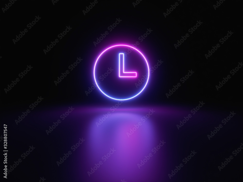 Blue and purple neon light icon isolated in black background. Vibrant colors, laser show. 3d rendering - illustration. Blue and purple neon light icon isolated in black background. Vibrant colors, laser show. 3d rendering - illustration.