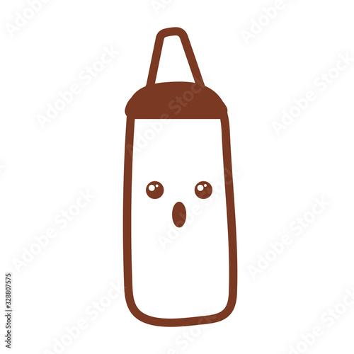 bottle with ketchup , line style icon
