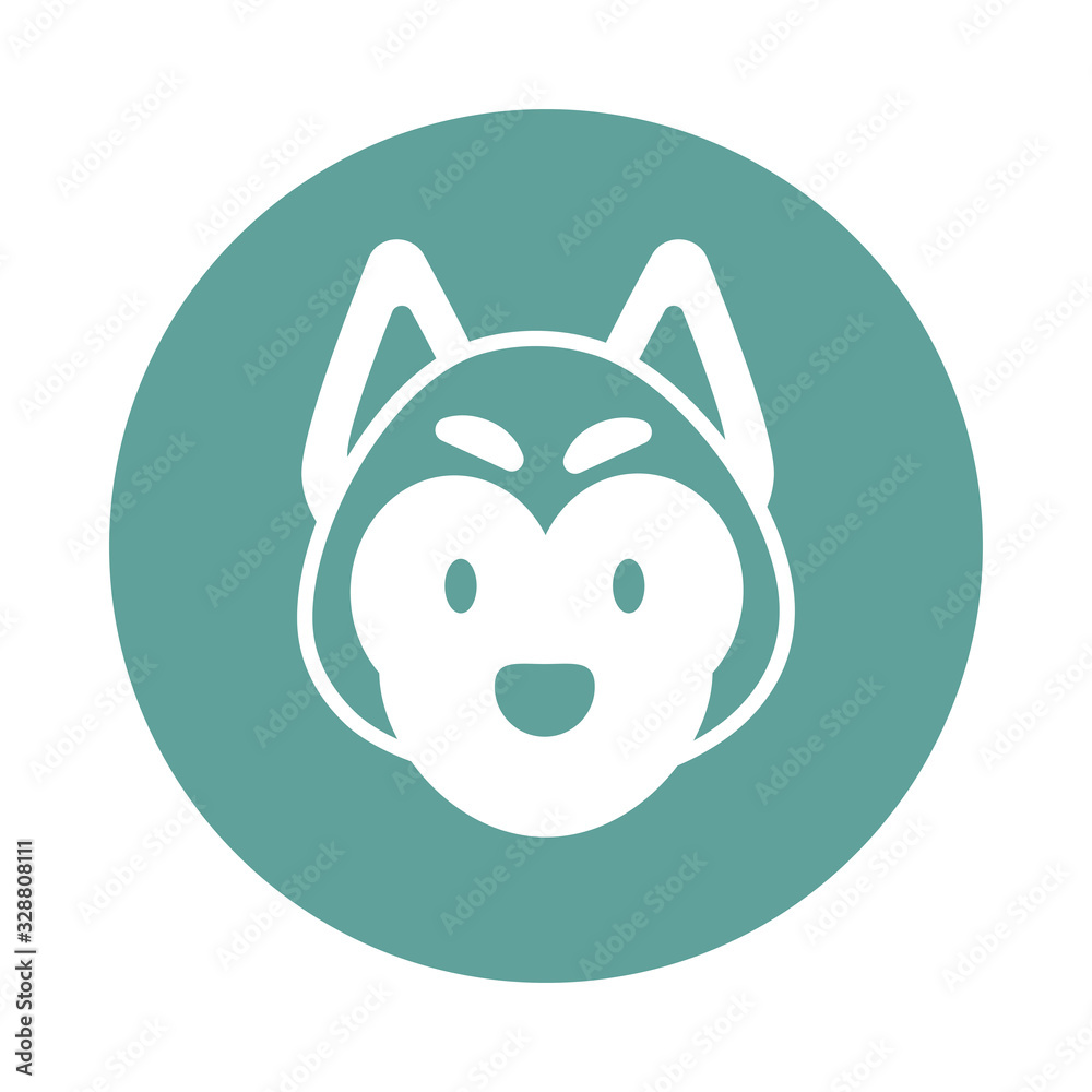 head of cute dog, block and flat style icon head of cute dog, block and flat style icon