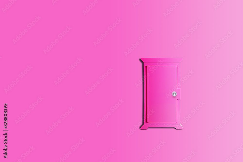 Abstract image of Closed pink door with pink background.