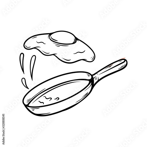 flying fried egg illustration retro