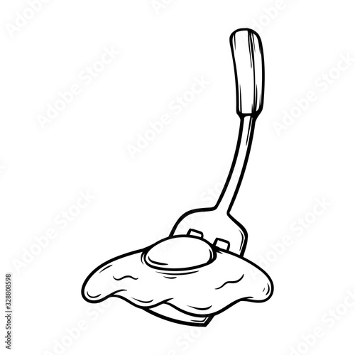 fried egg spatula illustration retro