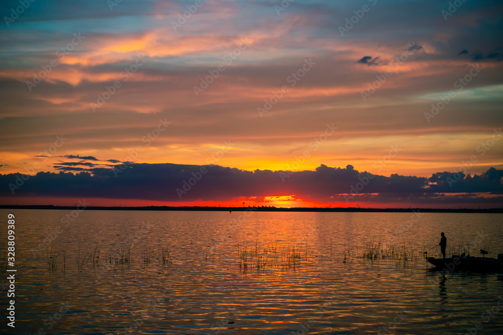 Winter sunset in Lake Monroe, FL.