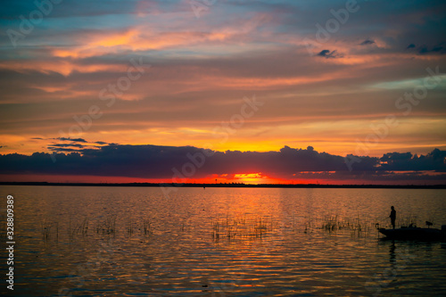 Winter sunset in Lake Monroe, FL.