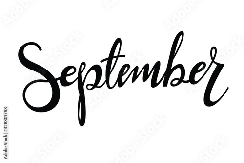 september text in brush style vector