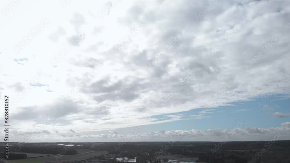 Descenting drone clip over the countryside of Thetford in England Descenting drone clip over the countryside of Thetford in England