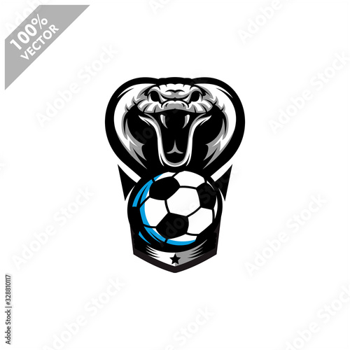 Soccer Cobra snake team logo design. Scalable and editable vector.