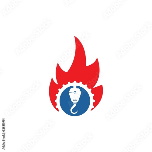 fire crane hook vector icon logo design
