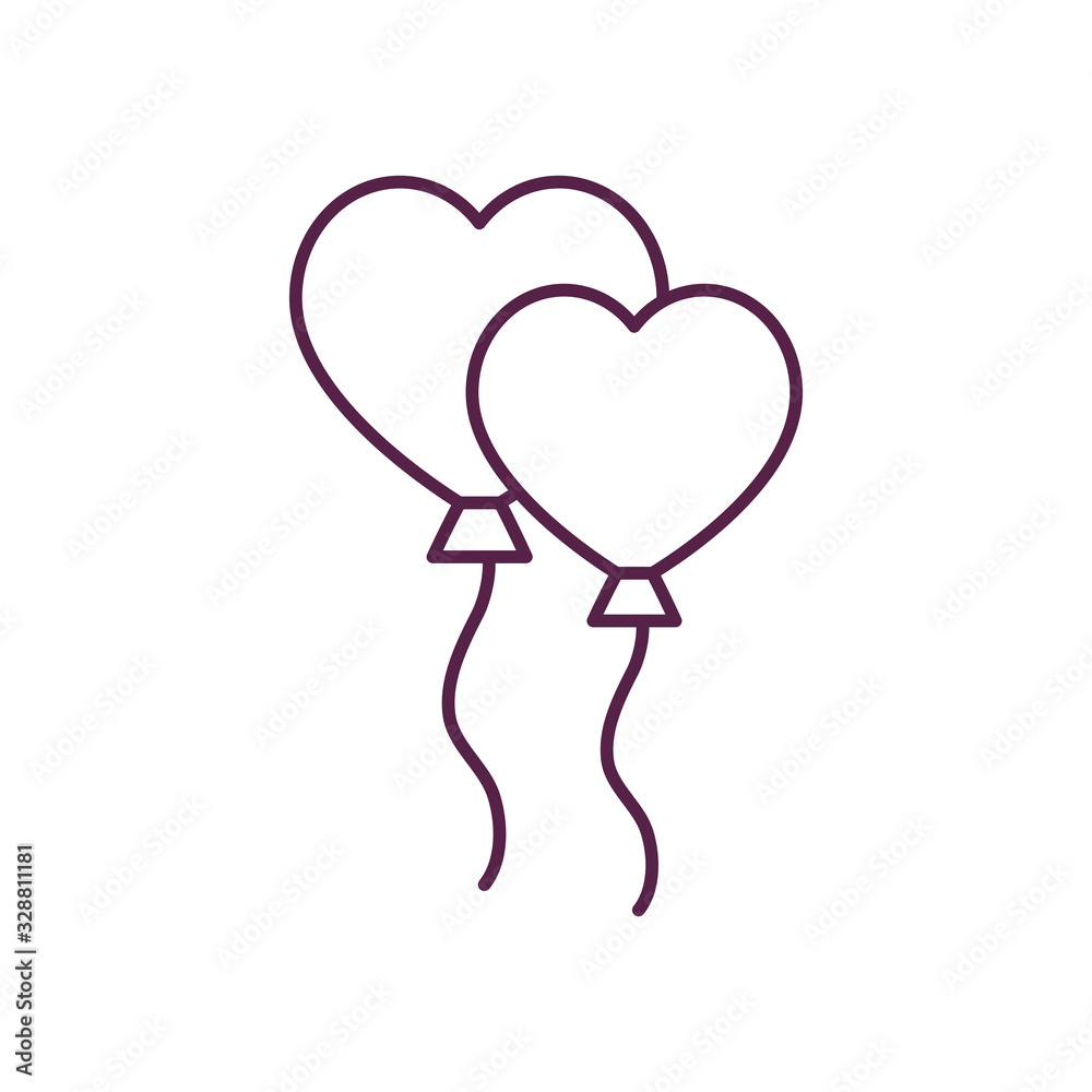 Isolated hearts balloons line style icon vector design Isolated hearts balloons line style icon vector design