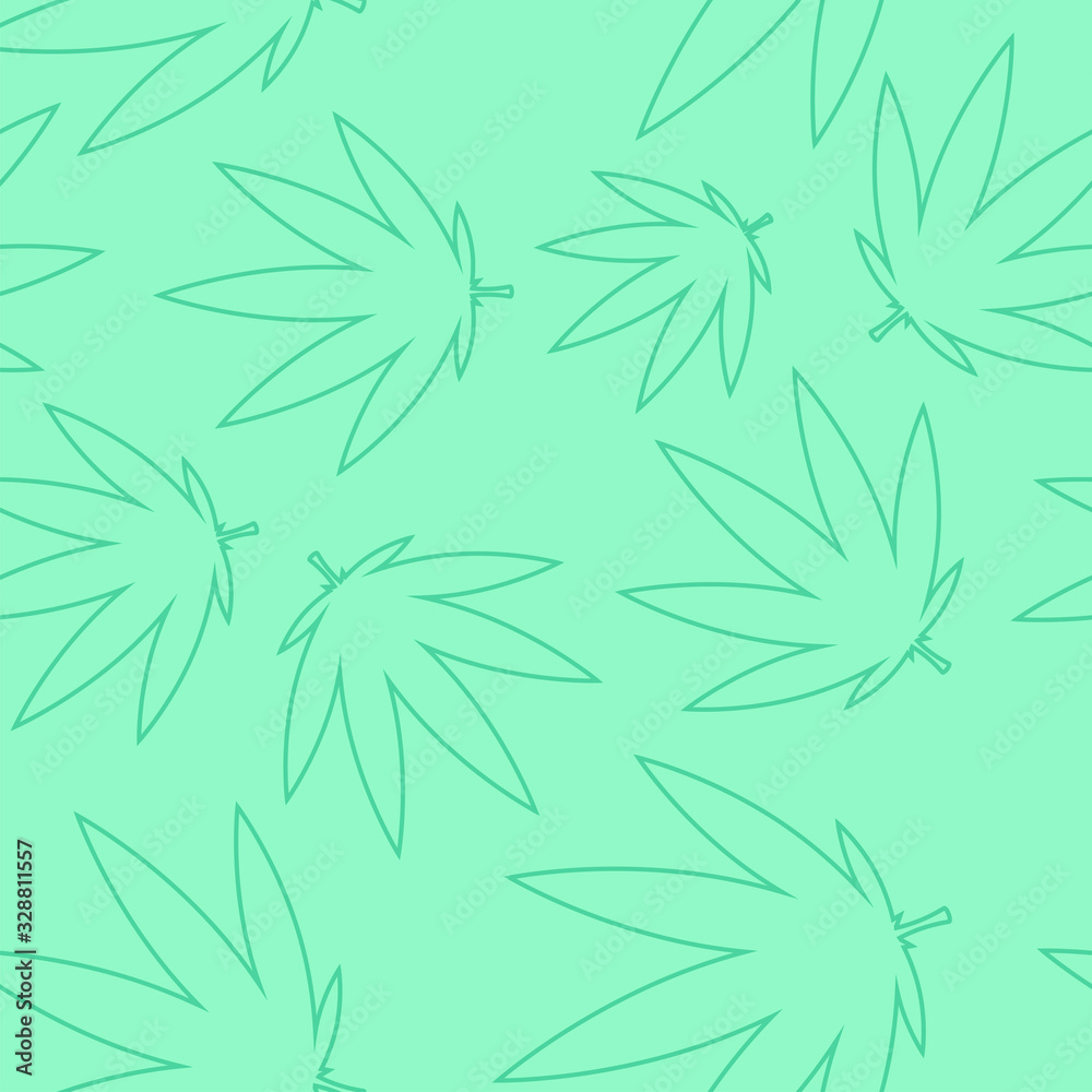 Fototapeta premium seamless linear pattern with hemp on a light green background