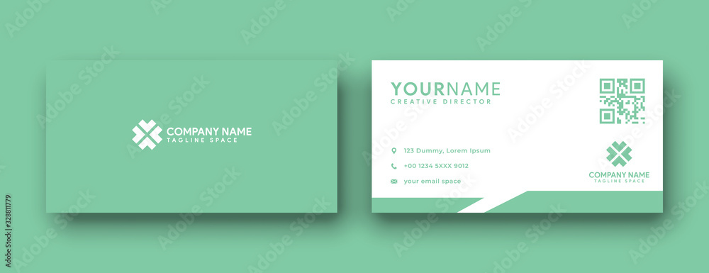 green business card . flat and clean business card design . modern minimalist design green business card . flat and clean business card design . modern minimalist design