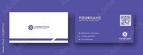 flat purple business card. modern and clean double sided business card template design