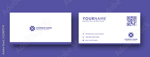 flat purple business card. modern and clean double sided business card template design
