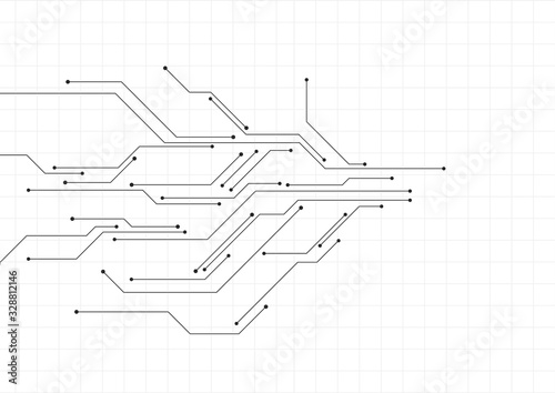 Vector : Electronic circuit with gray grid on white background