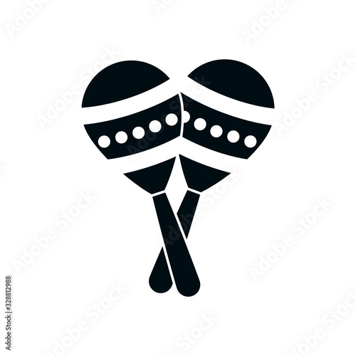 maracas instrument silhouette style icon vector design