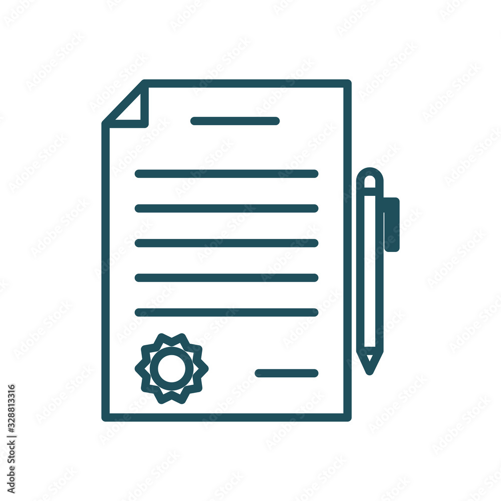 document with seal and pen line style icon vector design document with seal and pen line style icon vector design