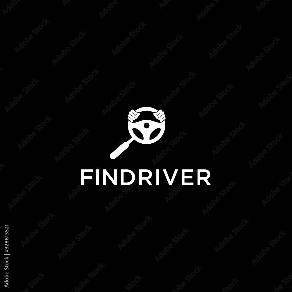 simple driver steer wheel car vector logo design