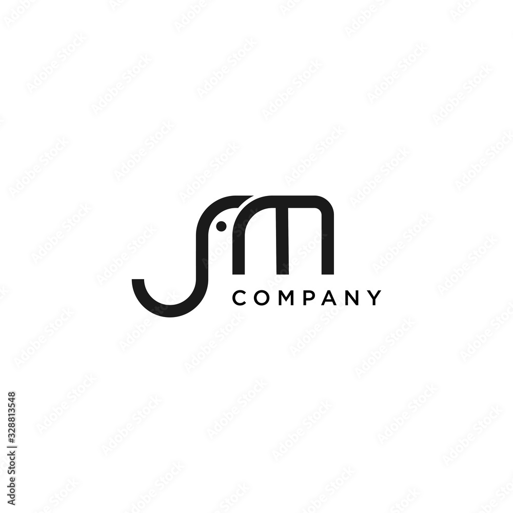 creative initial JM letter vector with elephant line concept illustration creative initial JM letter vector with elephant line concept illustration
