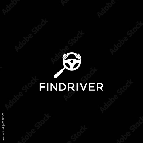 simple driver steer wheel car vector logo design