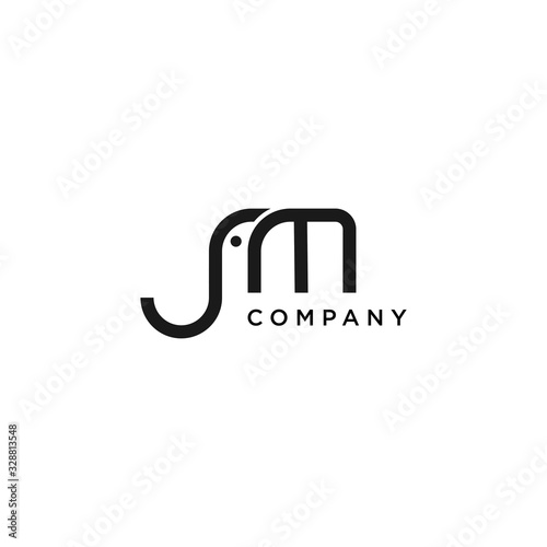 creative initial JM letter vector with elephant line concept illustration