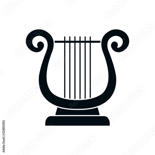 lyre instrument silhouette style icon vector design
