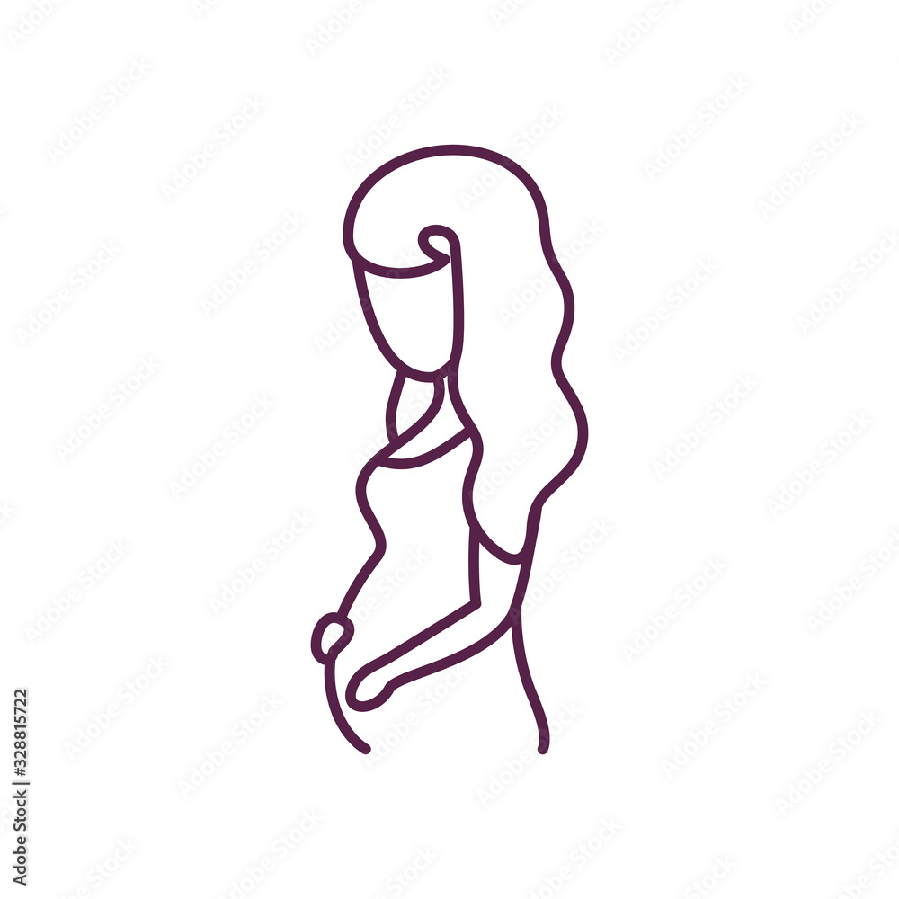 Woman pregnant line style icon vector design