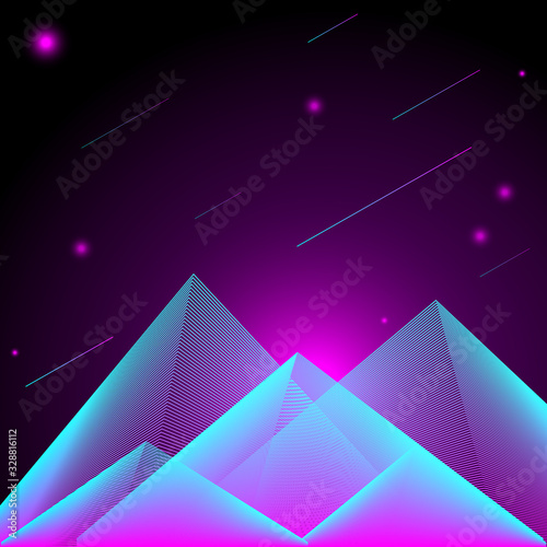 Created fantasy night mountain background
