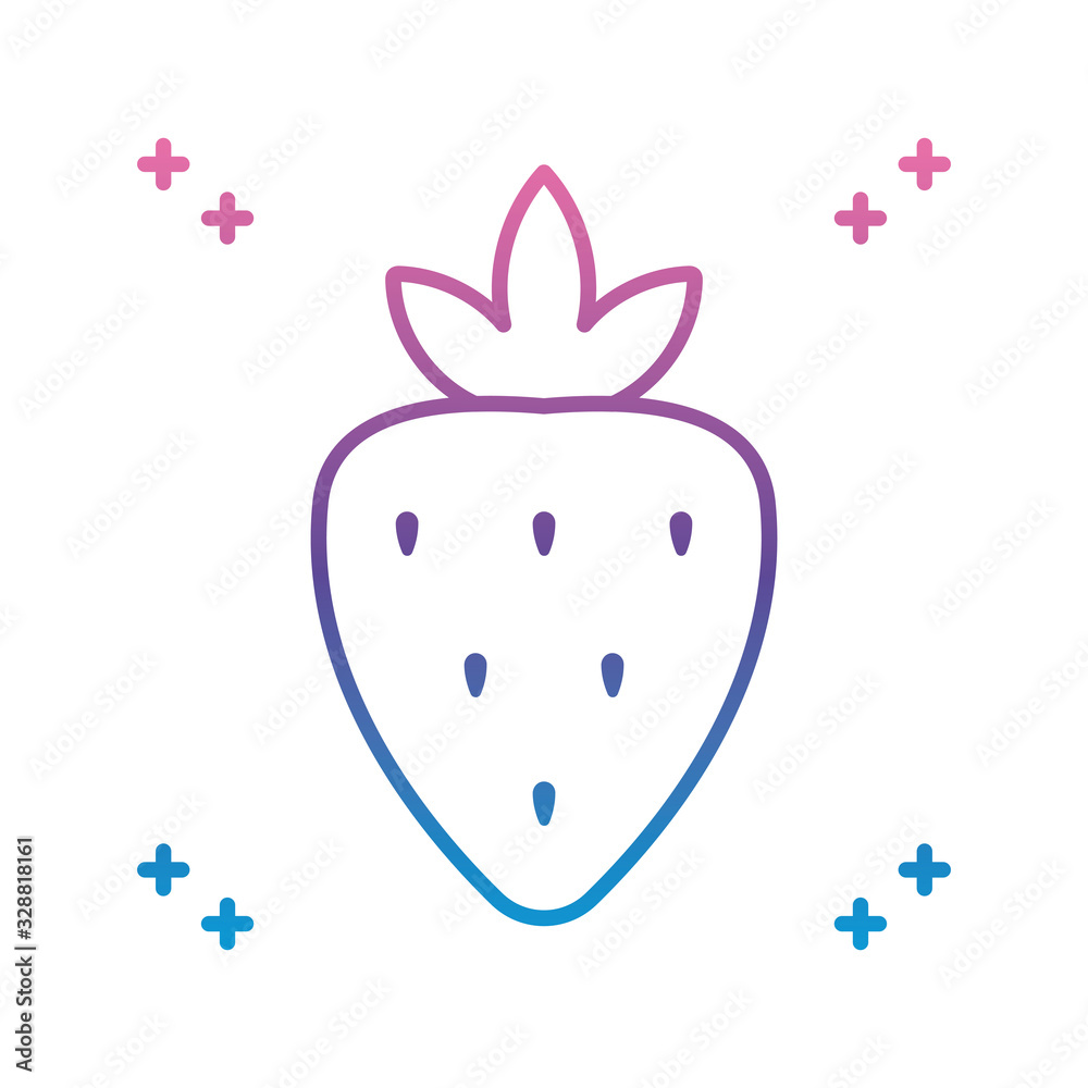 strawberry fruit icon, gradient line style